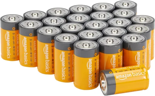 Amazon Basics Paquete de 24 pilas alcalinas multiusos de celda D, 1.5 voltios, 5 años de vida útil