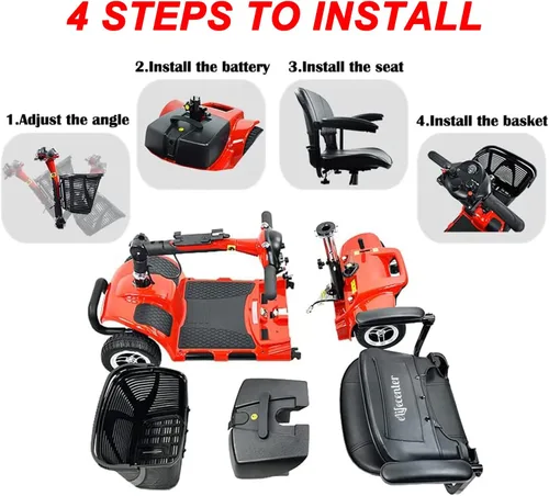 Miniatura 4 de Patinete de movilidad de 4 ruedas – Patinetes de movilidad plegables portátiles para adultos – Scooter eléctrico de movilidad con batería 12V12AH