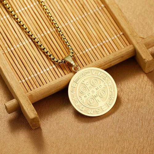 Miniatura 3 de Yonhon Collar con medalla de San Benito, pulsera de acero inoxidable, regalo católico de exorcismo para hombres