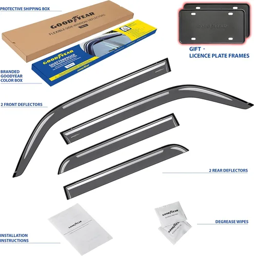 Miniatura 6 de Goodyear Deflectores de ventana lateral inastillables para Toyota 4Runner 2010-2024, protectores de lluvia con cinta, viseras de ventana