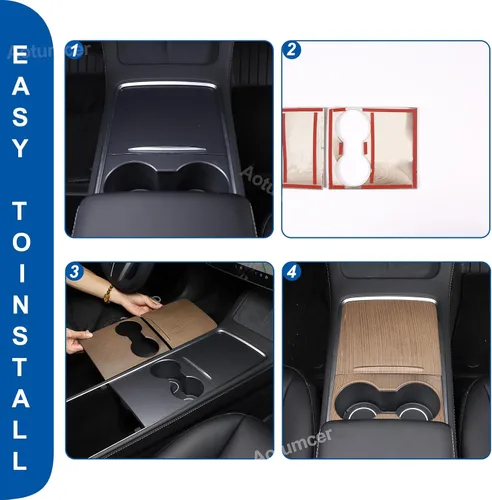 Miniatura 5 de Kit de cubierta de consola central, cubierta de consola central de ABS para Tesla Model 3 2021-2023, a prueba de líquidos, protección UV, lujosa