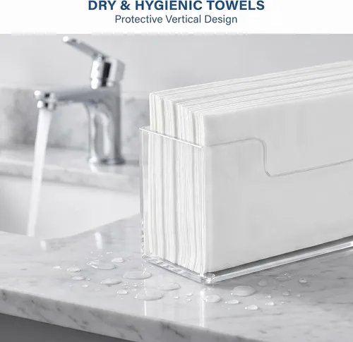 Miniatura 2 de Bandeja Soporte de Toallas de Invitados de Acrílico para Baño – Soporte Vertical para Toallas de Papel para Toallas de Mano Desechables, Organizador