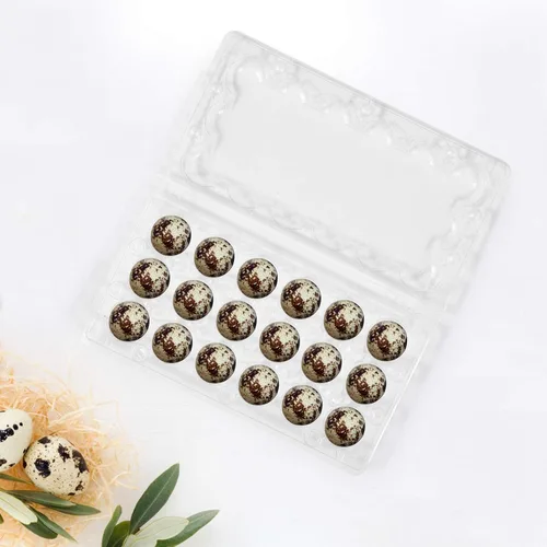 Miniatura 8 de BSETONZON - 50 unidades de 18 rejillas pequeñas de codorniz de PVC apilable caja de almacenamiento de huevos/dispensador de huevos transparente caja