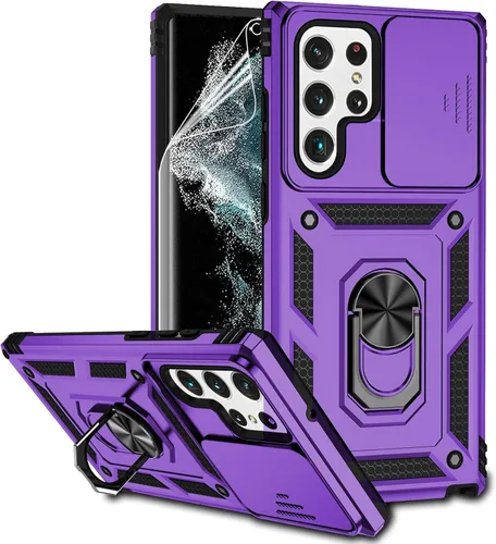 Miniatura 16 de Funda para Samsung Galaxy S22 Ultra con cubierta para lente de cámara, protector de pantalla HD, probado contra caídas de grado militar, soporte