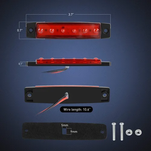Miniatura 2 de Nilight 10 luces LED rojas de 3.8 pulgadas con 6 luces LED indicadoras laterales delanteras y traseras para 12 V, camión, remolque, caravana, Rojo