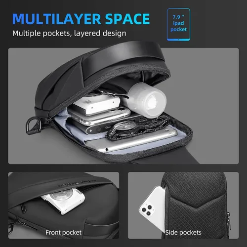 Miniatura 2 de Muzee Bolso bandolera para mujeres y hombres, mochila de viaje pequeña y ligera, bolsa de pecho con una correa para el pecho para senderismo