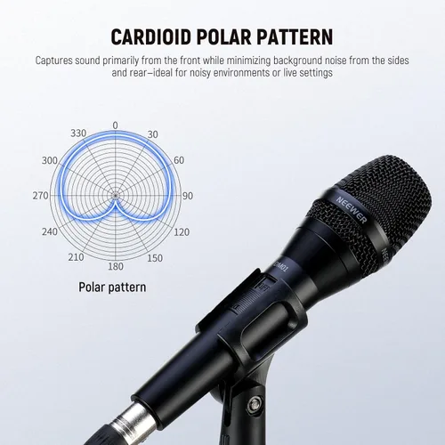 Miniatura 3 de NEEWER DM01 Micrófono dinámico cardioide con cable XLR para podcast, PC, juegos, transmisión, voz de estudio, discursos, actuaciones en vivo, 600Ω