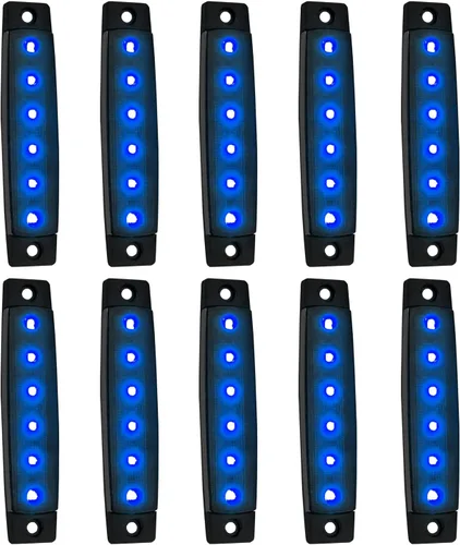 Miniatura 8 de Paquete de 10 Luces Laterales Marcadoras de Remolque DC 12V Verde Ahumado 3.8" 6 LED Barra de Luz de Gálibo Tira de Luz Indicadora de Señal