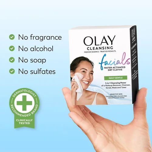 Miniatura 12 de Olay 4 en 1 Paños fragancia y jabón Facial diaria gratuita para piel sensible 33 unidades, embalaje puede variar, Fragrance & Soap Free Daily Facial
