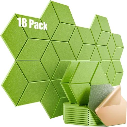 Miniatura 40 de Paquete de 12 paneles acústicos autoadhesivos de 12 x 10 x 0.4 pulgadas, paneles de espuma a prueba de sonido con alta densidad, diseño forrado