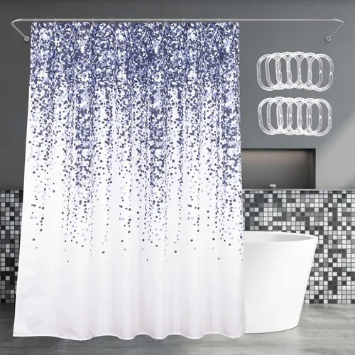 Miniatura 7 de Cortina de ducha con purpurina rosa rubor: cortinas de tela metálica brillante de lujo para decoración de baño de niñas coquetas – Fancy Glam lindos