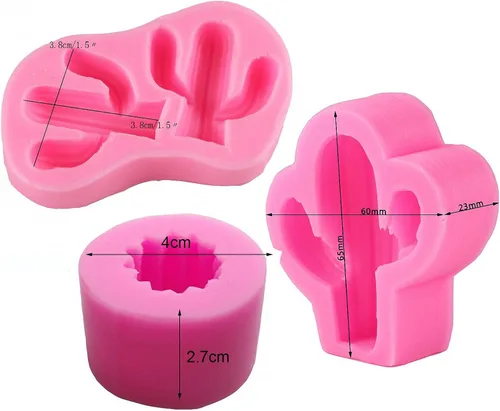 Miniatura 2 de MoldFun Juego de 3 moldes de silicona para cactus, moldes de cactus para decoración de fondant de pasteles, mini jabón, chocolate, caramelo, vela