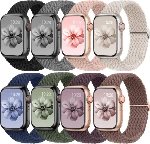 Miniatura 12 de Braided Solo Loop for Apple Watch Band 40mm 41mm 45mm 44mm iWatch Bands 38mm 42mm Men/Women,Stretchy Elastic Nylon Strap Wristband for Apple Watch