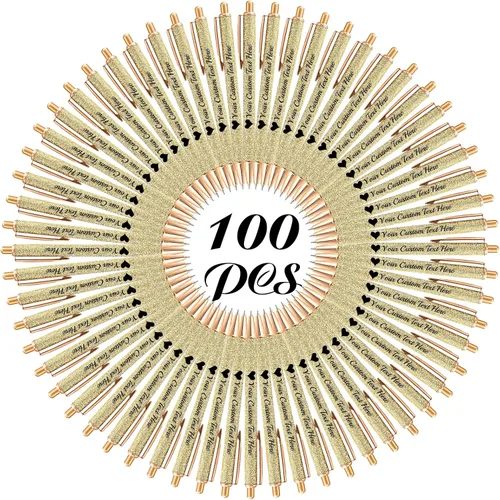 Miniatura 43 de 10 bolígrafos personalizados con purpurina, bolígrafos impresos personalizados a granel, bolígrafos retráctiles de tinta negra para graduación