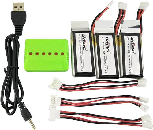 Miniatura 2 de Accesorios 3 unids 3.7 V 350 mAh Li Batería + 1 Cargador de equilibrio 3 en 1 + 3 piezas Cable de conversión para UDI U818A WiFi FPV U845 U919 U919A