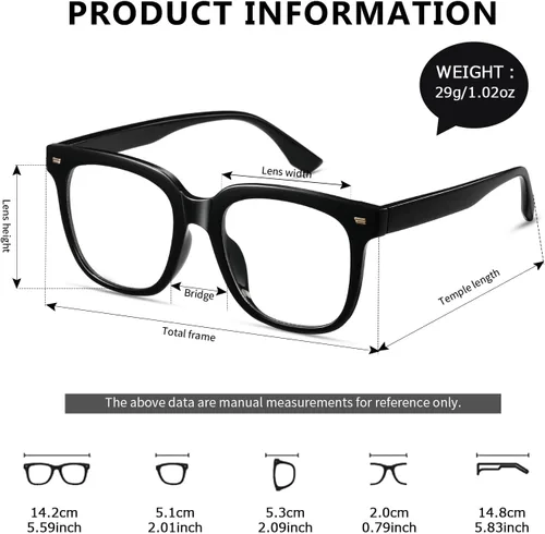 Miniatura 2 de Kimorn - Gafas de luz azul extragrandes para mujeres y hombres, anteojos para computadora con armazón cuadrado, antifatiga visual y protección UV