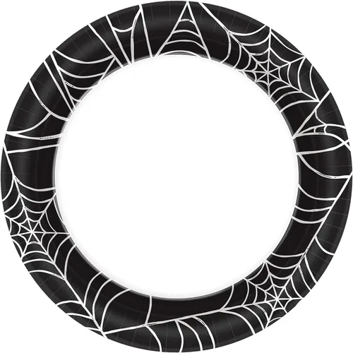 Miniatura 2 de Platos redondos de papel de telaraña – 10 pulgadas (paquete de 40) – Paquete elegante y duradero, perfecto para Halloween y celebraciones temáticas