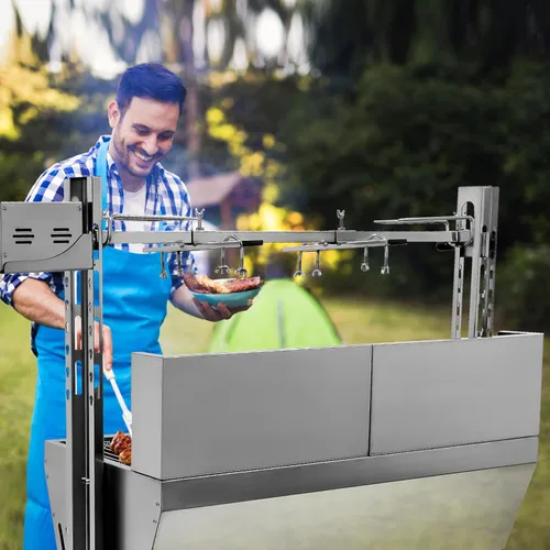 Miniatura 9 de Parrilla eléctrica con espetón de 48.6 pulgadas, soporte para asar cerdo y cordero - Capacidad de 176 libras, altura ajustable, kit de parrilla