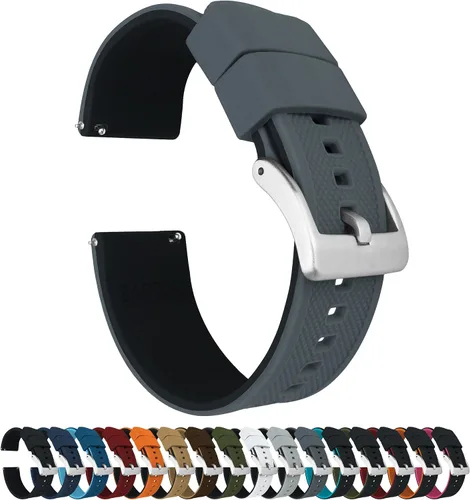 BARTON Elite - Correas de silicona para reloj, liberación rápida, hebilla de acero inoxidable negra o gris, diferentes colores de correa, medidas de