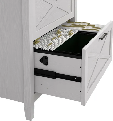 Miniatura 4 de Bush Furniture Key West – Archivador lateral con 2 cajones, color cereza Roble blanco puro.