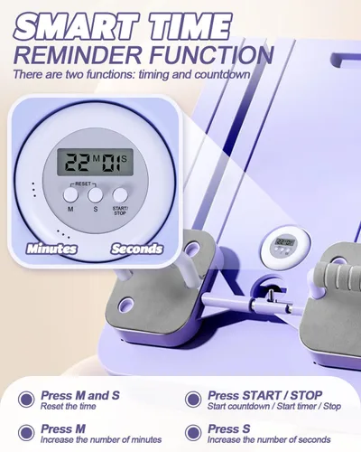 Miniatura 4 de ZOOMSNAIL Tabla de pilates, tabla multifuncional con temporizador, máquina de abdominales antideslizante con soporte de codo, fácil de almacenar