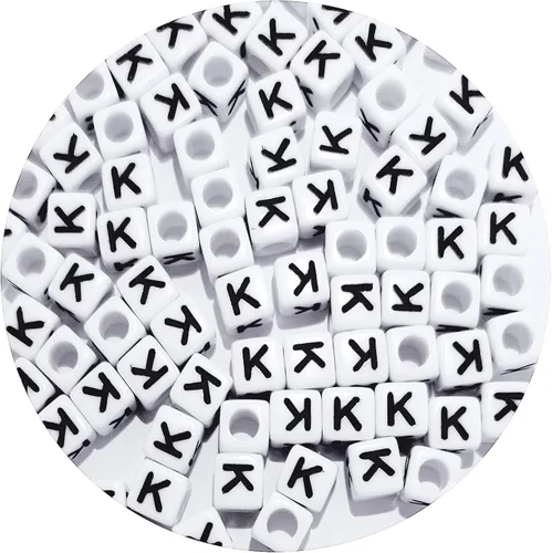 Miniatura 57 de Cuentas cuadradas de letras acrílicas de 0.236 x 0.236 pulgadas, cuentas A del alfabeto para pulseras, joyería, llavero DIY, 100