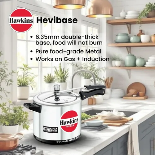 Miniatura 2 de Hawkins Olla a presión Hevibase de aluminio de 6,5 litros, cocina de tapa interior de inducción, plata (Ih65)
