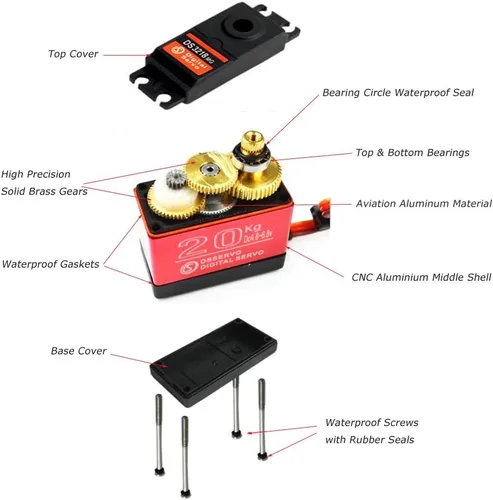 Miniatura 4 de Paquete de 2 DS3218 Digital RC Servo Motor 44.1 lbs Alto Torque Full Metal Gear Impermeable para Baja Coches Robot DIY 270°