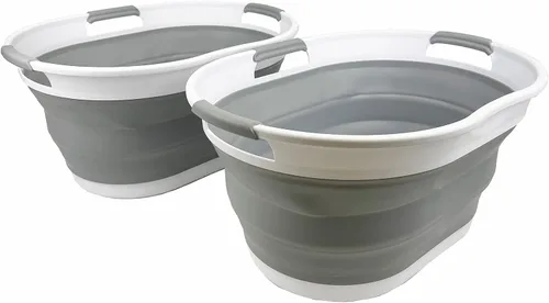 SAMMART Cesta plegable de plástico para la ropa sucia de 25L (6.6 galones), contenedor de almacenamiento plegable y organizador, tina de lavado