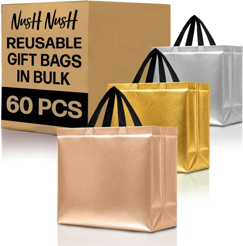 Miniatura 31 de Nush Nush Bolsas de regalo de color azul aguamarina de gran tamaño – Juego de 30 bolsas de regalo azul claro brillante con asas a granel – Bolsa