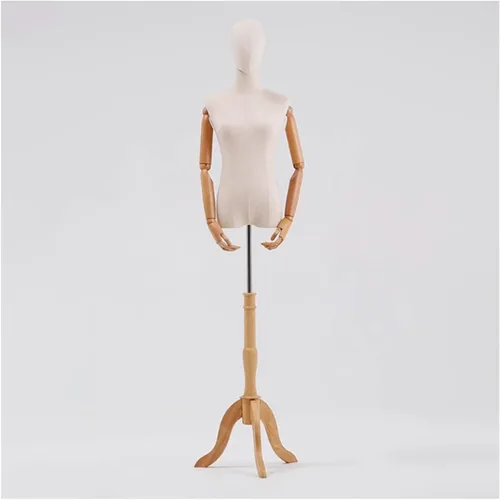 Vestido de maniquí femenino con forma de torso, maniquí de sastres con junta flexible, cuerpo de maniquí de altura ajustable con soporte de trípode,