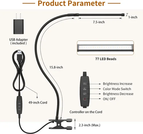 Miniatura 6 de iZELL Luz de Libro, Luz de Lectura LED con Clip [3 Modos de Color y 10 Niveles de Brillo] Lámpara de Libro Flexible de Cuello de Ganso para Niños