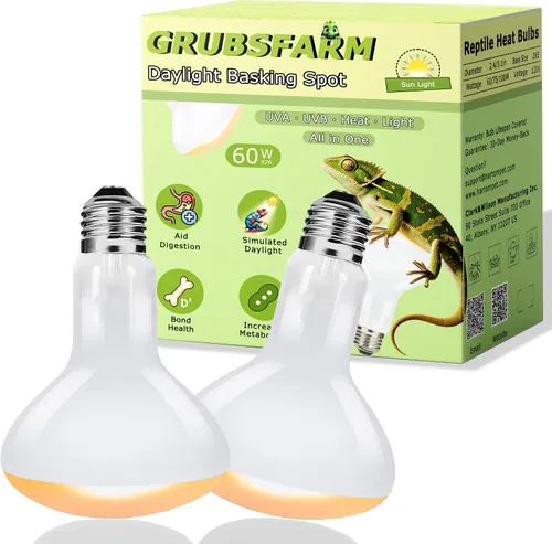 Bombillas UVA de 60 W para lámpara de calor para reptiles, luz de punto de sol para dragón barbudo, lagarto, tortuga, pollitos y anfibios, luz solar