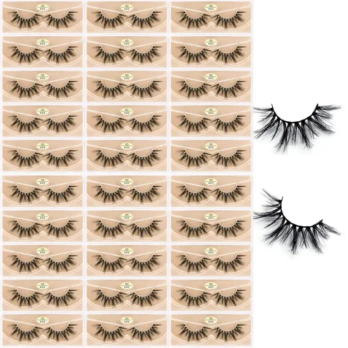 FARRED - Venta al por mayor de pestañas postizas de visón sintético 30 pares, 3D A02 de longitud media, veganas, con volumen esponjoso, tiras de