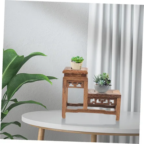 Miniatura 5 de DOITOOL Soporte de madera para plantas retro, soporte para macetas de jardín, para bonsái, base resistente para decoración del hogar, exhibiciones