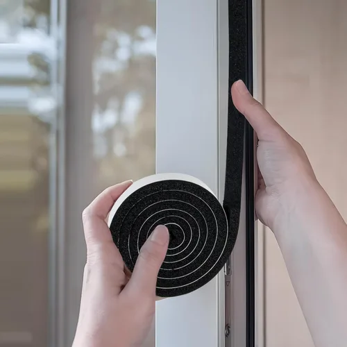 Miniatura 5 de Yotache Cinta de Sellado de Espuma Autoadhesiva de Celda Abierta de 1/2 pulgadas x 1/4 pulgadas, Burlete para Aislamiento de Puertas, Insonorizante