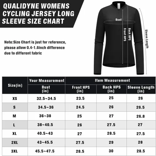 Miniatura 5 de qualidyne Camiseta de ciclismo de manga larga para mujer, con bolsillos traseros, transpirable, de secado rápido