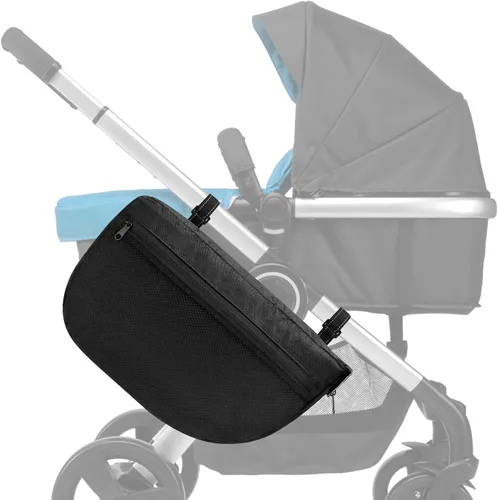 Accmor Organizador de bolsas de sillín para cochecito lateral, organizador universal para cochecito, organizador de bolsa de cochecito, color negro