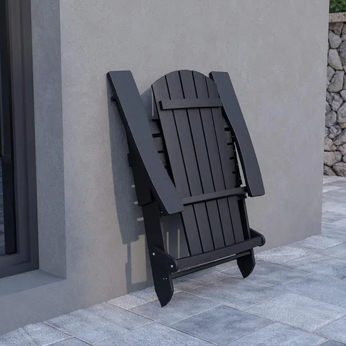 Miniatura 5 de Flash Furniture Charlestown – Silla plegable Adirondack de poliresina para interiores o exteriores, resistente a la intemperie, color negro