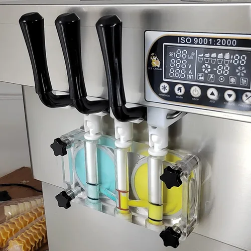Miniatura 2 de Kolice ETL Commercial 3 sabores, máquina de helado suave de yogurt de gelato-2+1 sabores mixtos, tanques superiores refrigerados, encimera, conteo