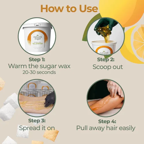 Miniatura 7 de Nature's Sugar Paquete de depilación de cera de azúcar natural vegana apta para principiantes para hombres y mujeres - Pasta de azúcar para todo