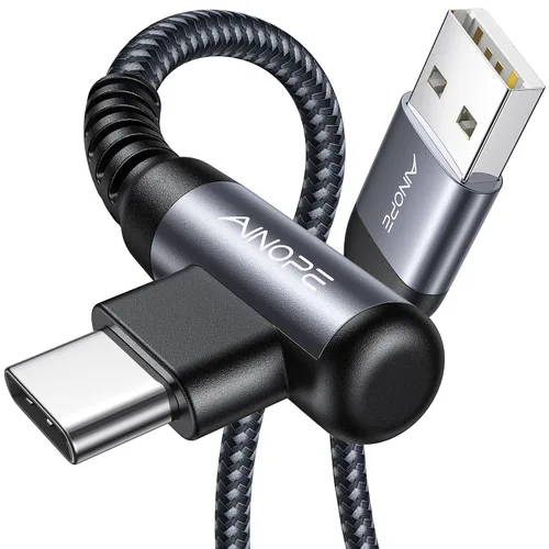 Miniatura 22 de AINOPE Cable USB a USB C [2 unidades, 6.6 pies] 3.1A tipo C cargador de carga rápida, cable USB C en ángulo recto para iPhone 17 Carplay, Galaxy Gris
