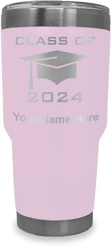 Miniatura 18 de LaserGram Vaso aislado al vacío de 20 onzas, grado de tapa clase de 2024, 2025, 2026, 2027, 2028, grabado personalizado incluido (negro)