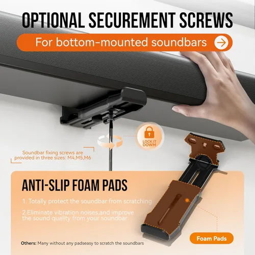 Miniatura 6 de Soporte de pared para barra de sonido para Samsung, Sony, LG, Vizio, Bose, JBL y más soportes de barra de sonido debajo del televisor, profundidad