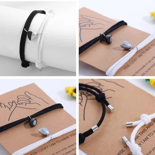 Miniatura 3 de Pulsera magnética para parejas, con corazón, atracción mutua, a juego, regalos para mujeres, hombres, novio, novia, mejor amigo, Acero inoxidable