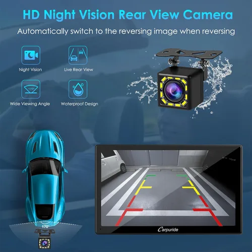Miniatura 6 de Carpuride Estéreo de auto doble DIN con CarPlay y Android Auto Radio para automóvil de 9 pulgadas, pantalla táctil flotante HD, receptores de audio