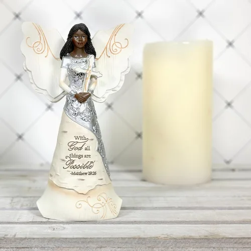 Miniatura 73 de Pavilion Gift Company 82433 Bless This Home - Figura de ángel ébano de 6 pulgadas, color crema