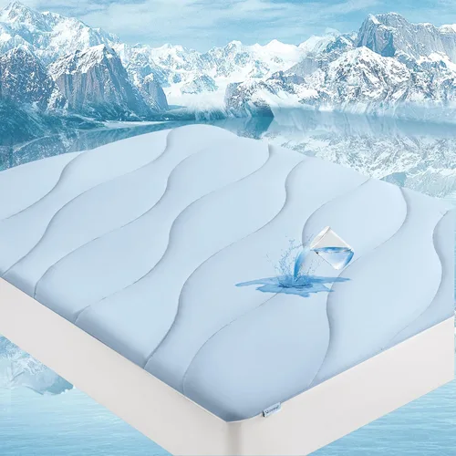 Miniatura 9 de Unikome Protector de colchón King impermeable, acolchado ergonómico para aliviar el dolor de espalda, funda de cama transpirable con bolsillo 2-Gris