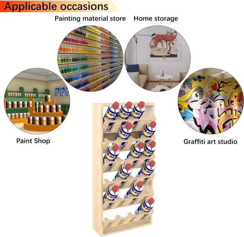 Miniatura 5 de Nisorpa Soporte para 24 latas de pintura en aerosol o lubricante, estante para latas de aerosol de 6 niveles, estante de almacenamiento de latas