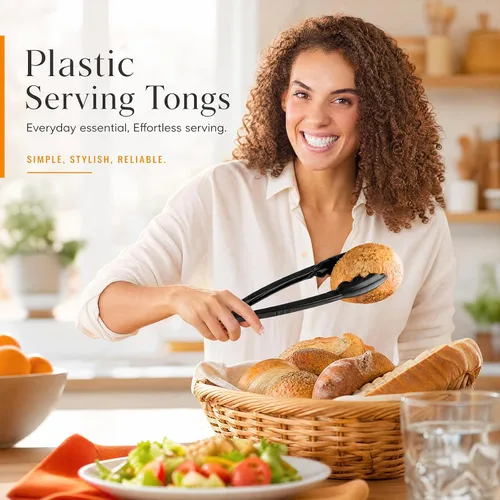 Miniatura 6 de Tessco for you 2 pinzas de plástico para servir a granel, pinzas desechables de plástico de 9 pulgadas, pinzas de ensalada resistentes para cocina